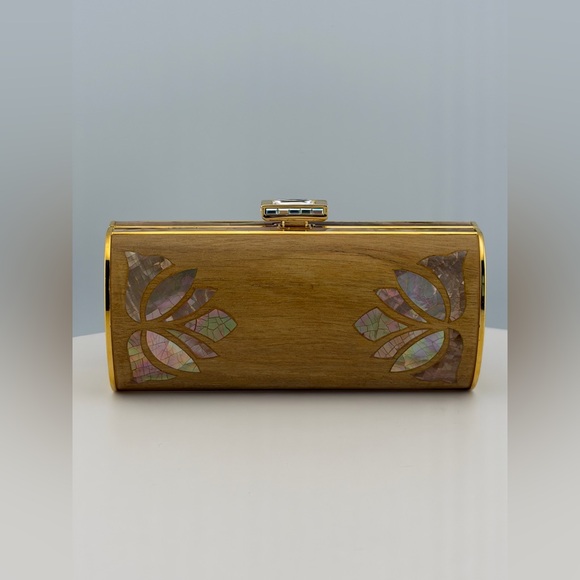 Handbags - JUDITH LEIBER UNIQUE TINY MINI WOOD ABALONE SHELL PURSE MINAUDIERE BAG COUTURE